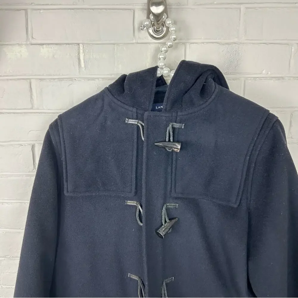 Lands’ End Navy 100% Wool Toggle Coat Size M 10-12 - Picture 2 of 16